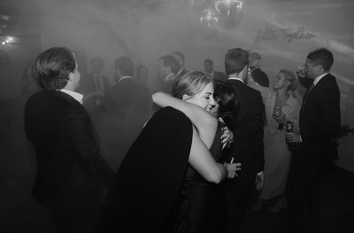 bride hugs