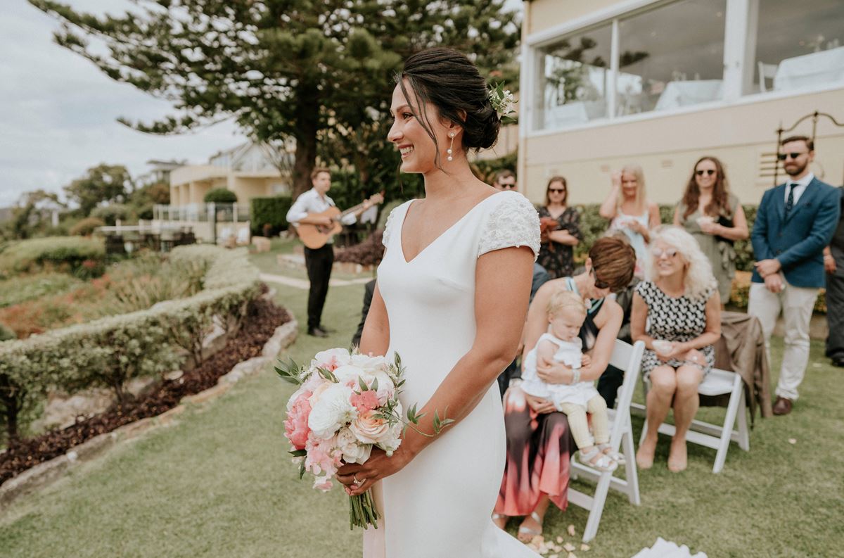 bride walks down aisle