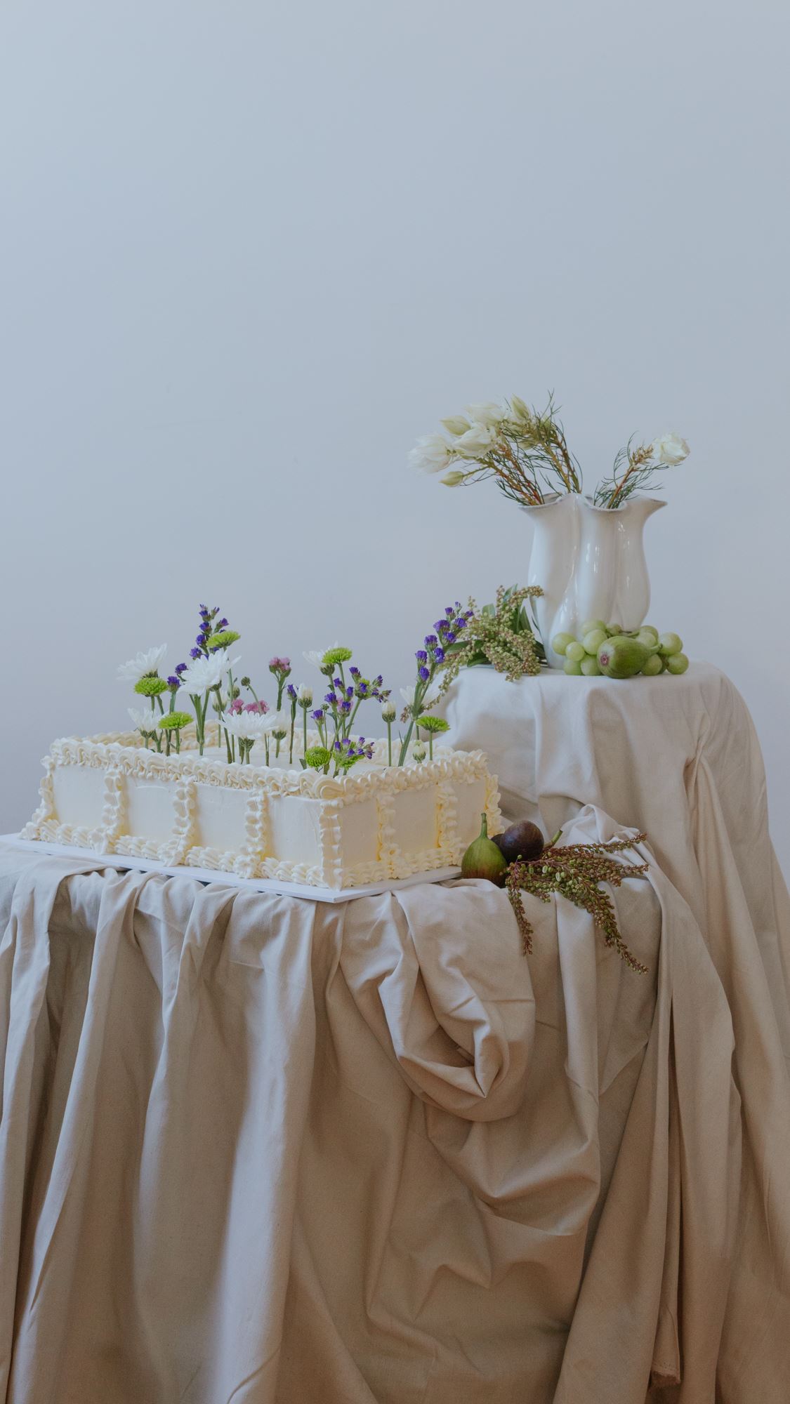 something blue cake with florals