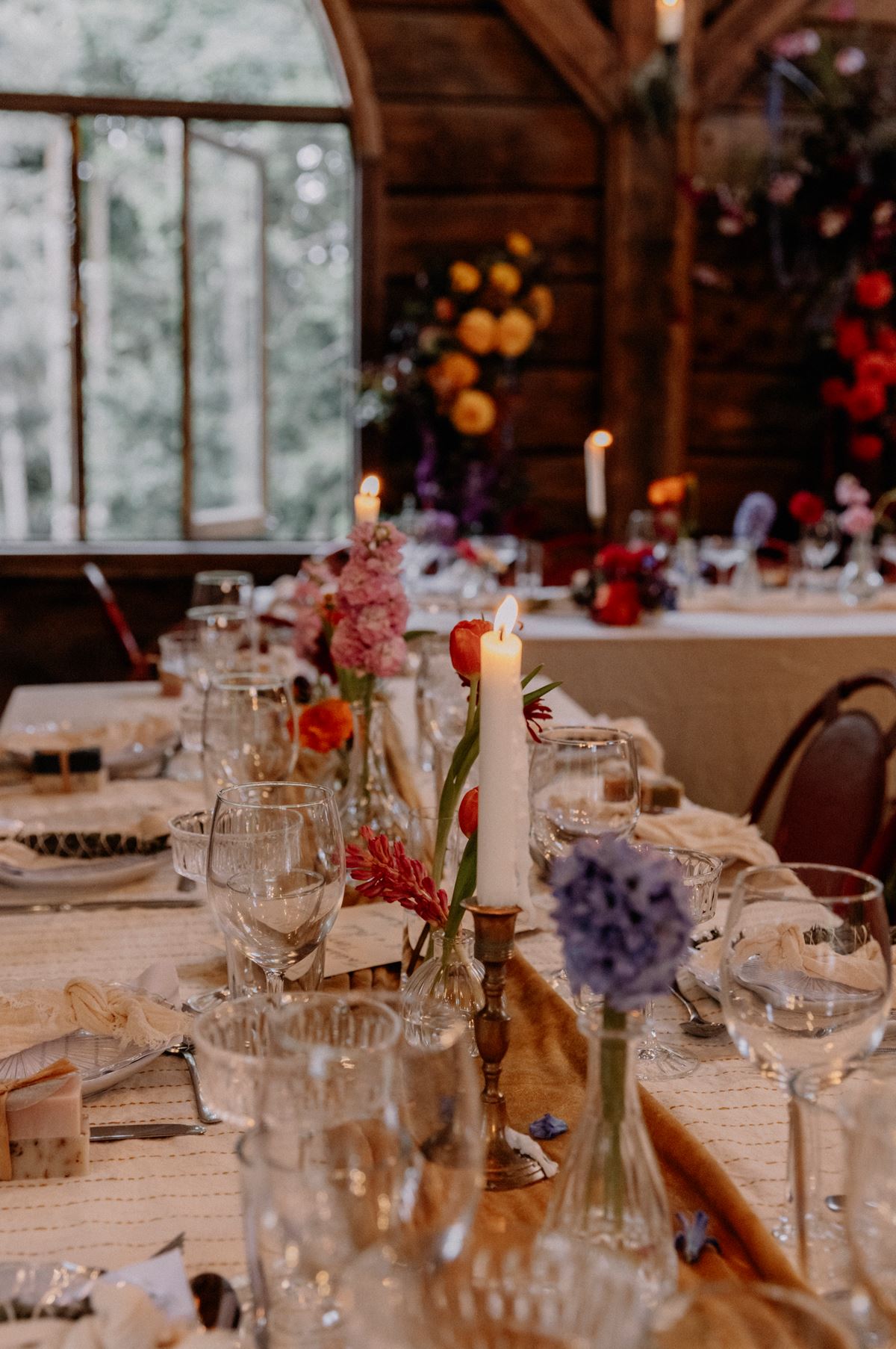 colourful table settings with candles