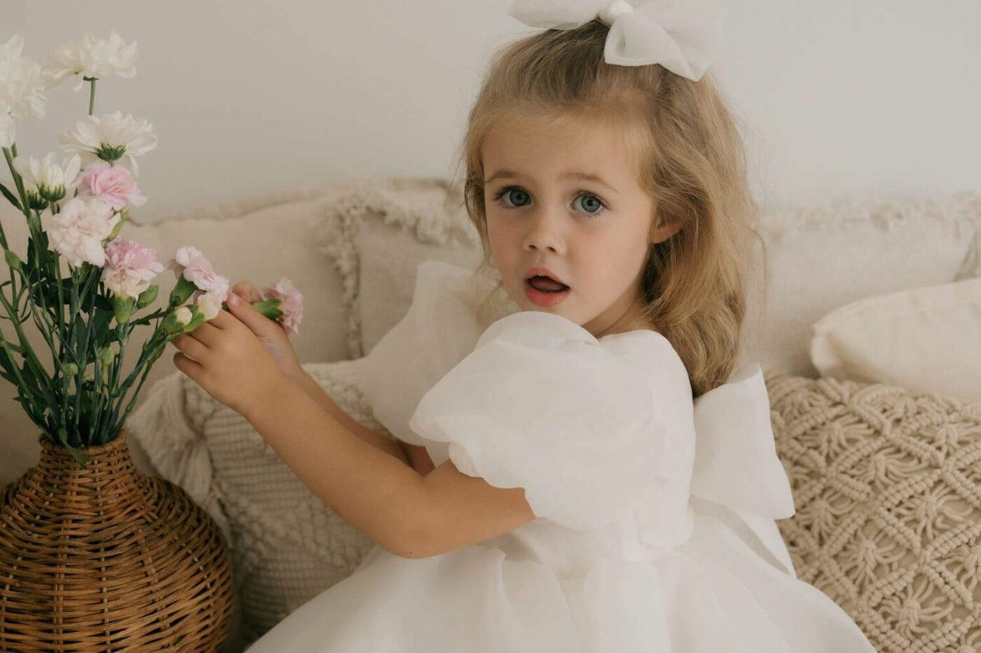 classic flower girl dress with bows