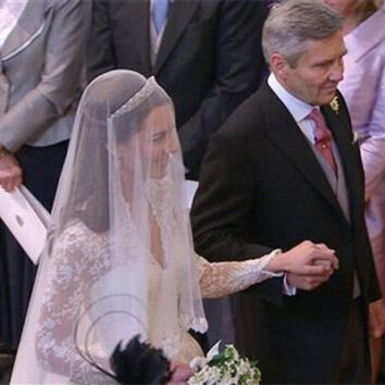 Kate Middleton walking down the aisle with her father