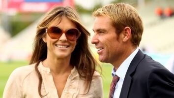 Shane Warne and Liz Hurley appear happy together in Mumbai earlier this year.
