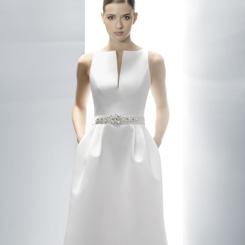 One of the offerings from Spanish gown designer Jesus Peiro's latest bridalwear collection