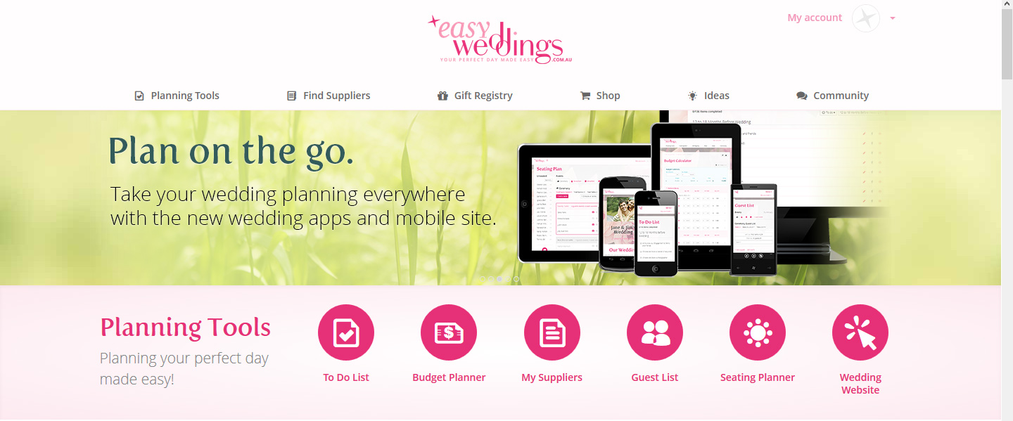 Easy Weddings new interface