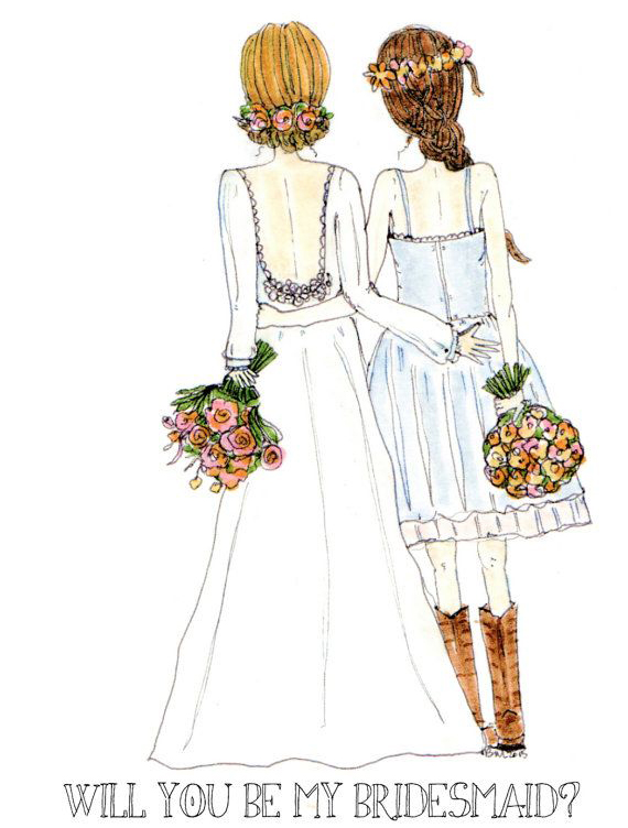 will you be my bridesmaid illustration