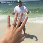 engagement ring selfies beach