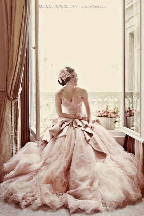 Rose coloured 2024 wedding dress