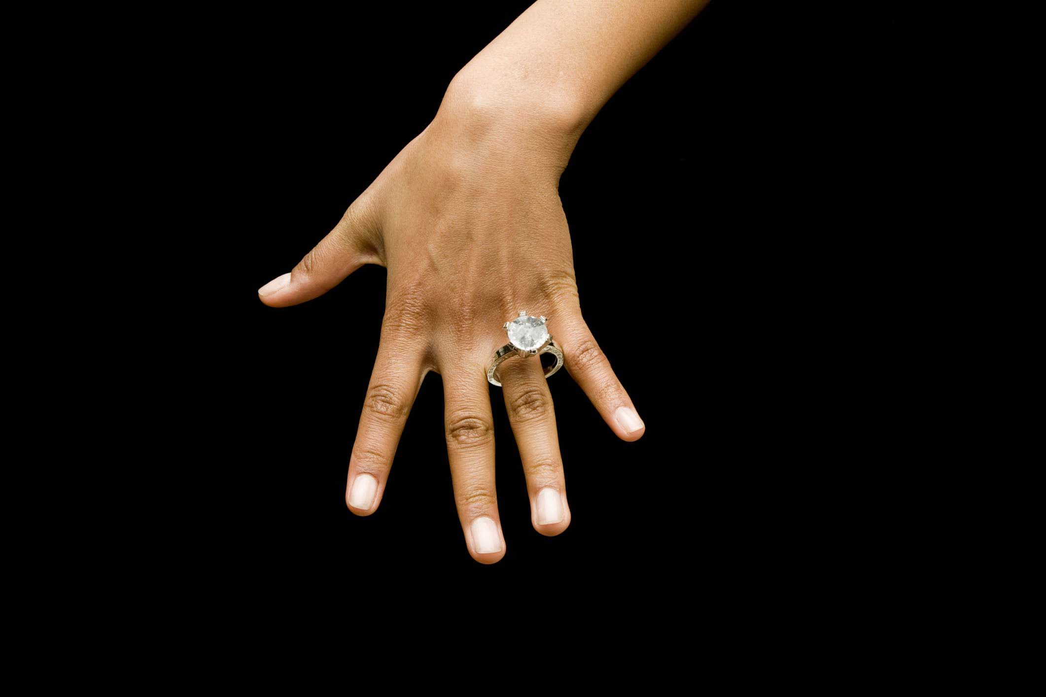 Woman wearing diamond ring