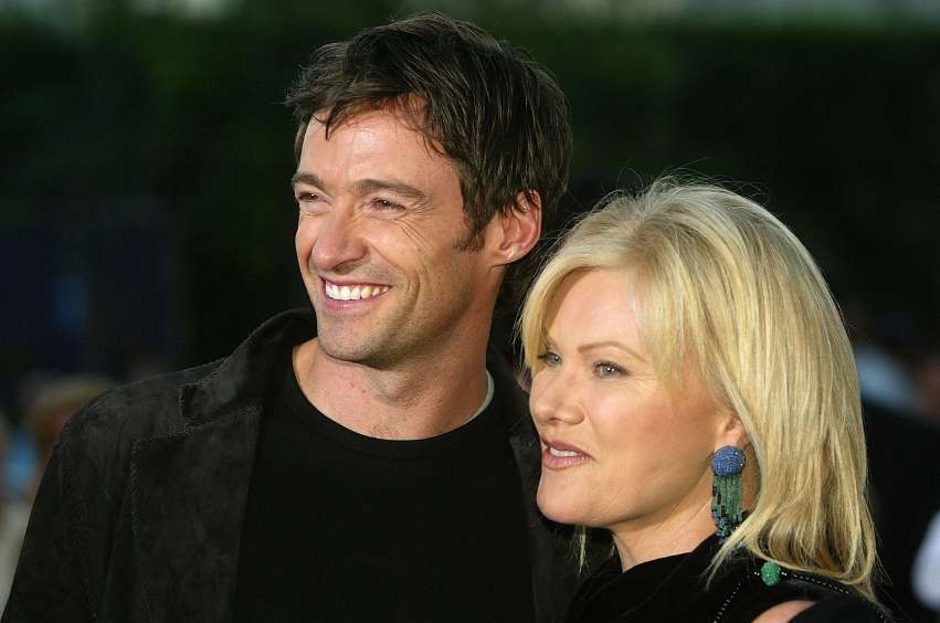 UNIVERSAL CITY, CA - May 3: Actor Hugh Jackman and wife Deborra-Lee Furness attend the world premiere of the film "Van Helsing" at the Universal Studios Cinema on May 3, 2004 in Universal City, California. (Photo by Kevin Winter/Getty Images)