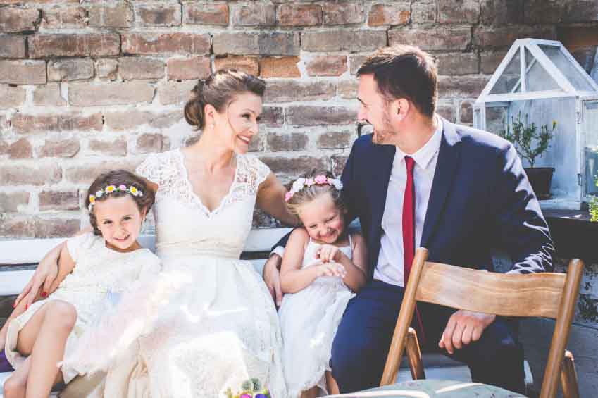 Happy family at wedding day