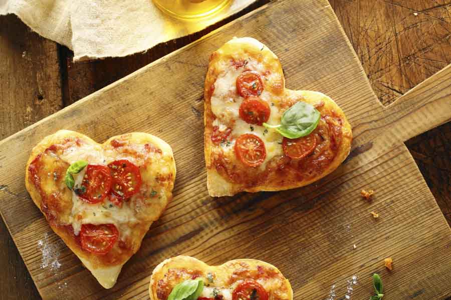 Cute heart shaped mini pizzas