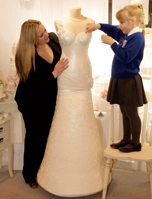 Cake decorator Donna Millington-Day's life-size wedding dress - made entirely of cake!