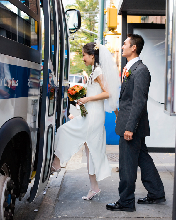 A tour bus is a fun alternative when looking for ways to entertain wedding guests between the reception and ceremony