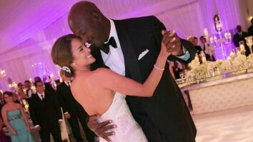 Michael Jordan enjoys his first dance with new wife Yvette Prieto during their Florida wedding reception.Image: AP