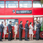 Nice ride: Sophie and Mark's guests were treated to a double decker bus ride