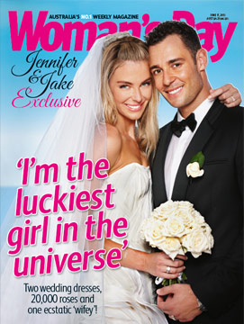 Next week's Woman's Day cover, which features the first pics from Jennifer Hawkins' big day