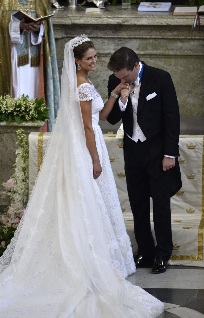 The wedding dress of Princess Madeleine of Sweden designed by