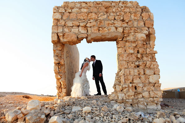 My wedding photo: Merylin and her husband Gal on their wedding day in the South Desert, Israel in 2011