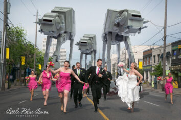 Leslie Seiler and Paul Kingston incorporated their love of Star Wars into their wedding photos. Image: Little Blue Lemon Photography