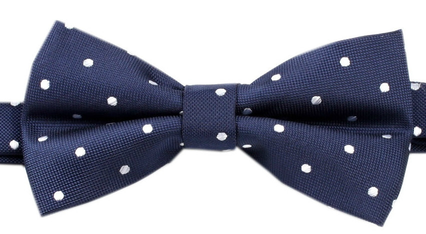 Navy blue and polkadot tie