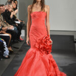 A red-to-orange wedding dress from Vera Wang's newly debuted Fall 2014 collection