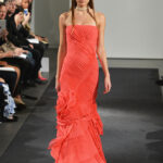 A soft red wedding dress from Vera Wang's newly debuted Fall 2014 collection