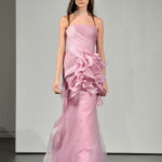 A pure pink wedding dress from Vera Wang's newly debuted Fall 2014 collection