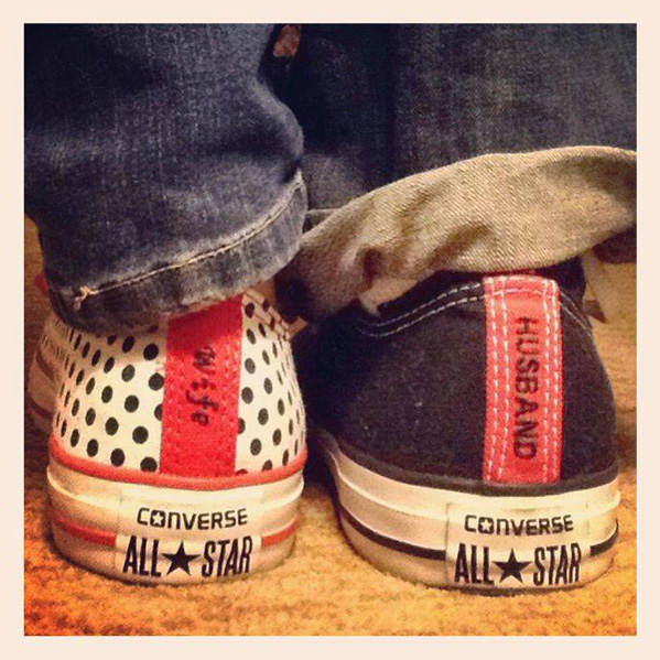 husband -wife personalized converse sneakers