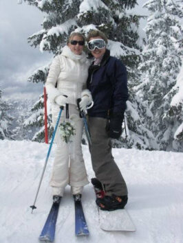 a couple getting married on skis