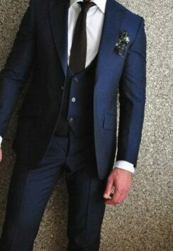 dark blue wedding suit