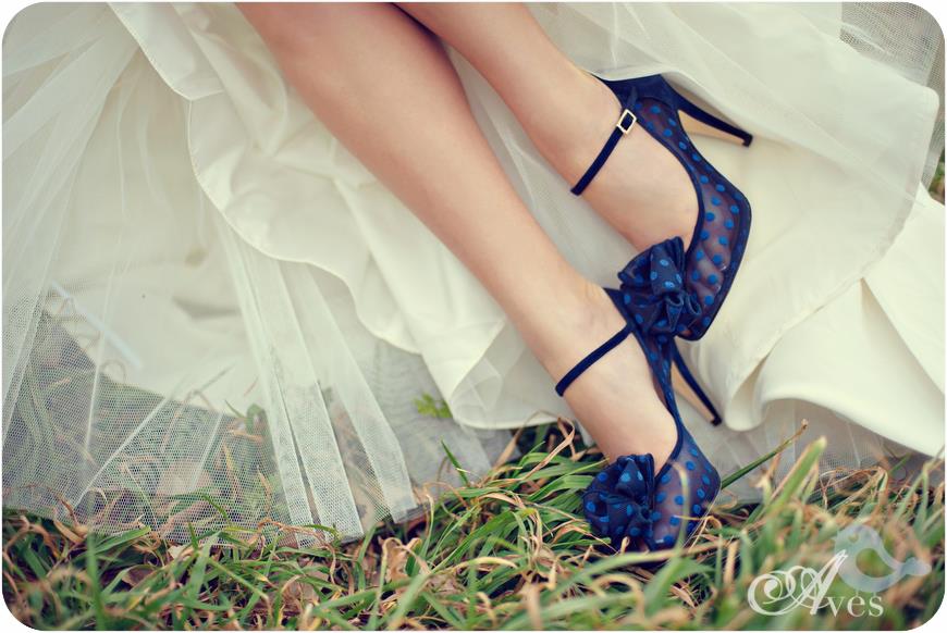 blue polkadot wedding shoes