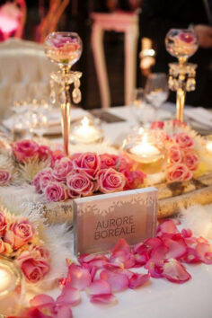 wedding tables covered in roses