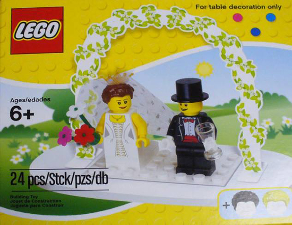 bride and groom made from legos