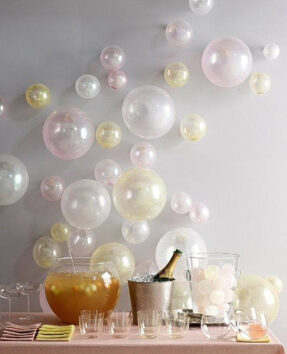 dessert table decorated with balloons