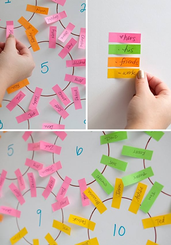 post it notes seating chart