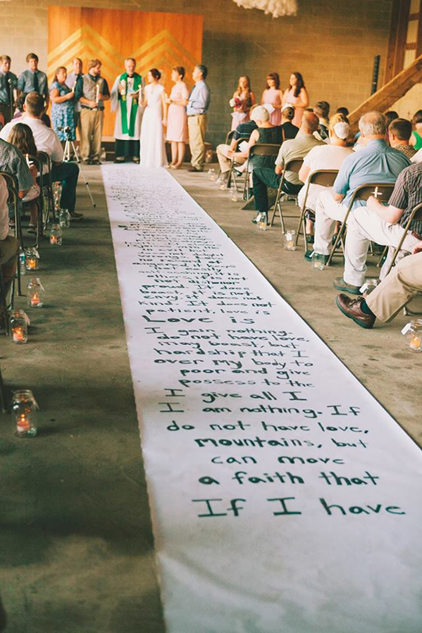 a poem written down the wedding aisle