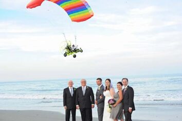 aerial wedding photobomb