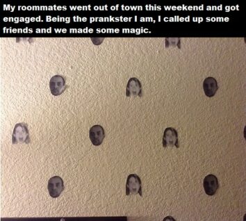 The creepiest engagement present ever? A room full of, well, your own faces?