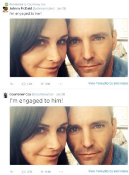 Courteney Cox engaged to rocker Johnny McDaid