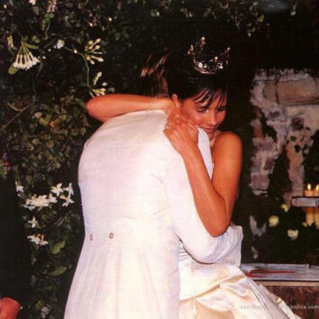 Victoria and David Beckham's wedding photo as shared by the bride, Victoria Beckham on Instagram.