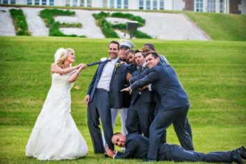 groomsmen against the bride