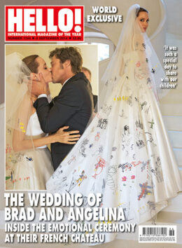 Angelina Jolie in her wedding gown on the cover of PEOPLE magazine. Image; David James/Getty Images