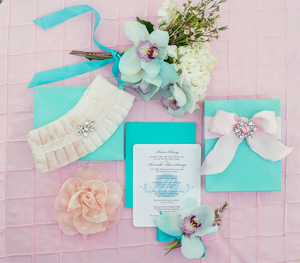 Cherry blossom pink and Tiffany blue wedding theme (7)