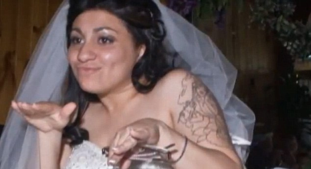 Jessica Varga enjoying her wedding day, paid for by generous donors who thought she was dying of cancer