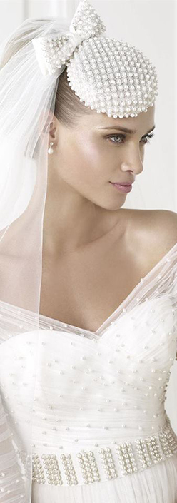 pronovias gown with cap and  veil