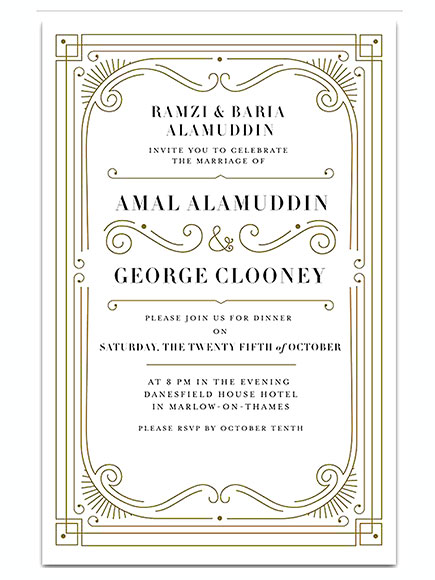 George Clooney's wedding invitation