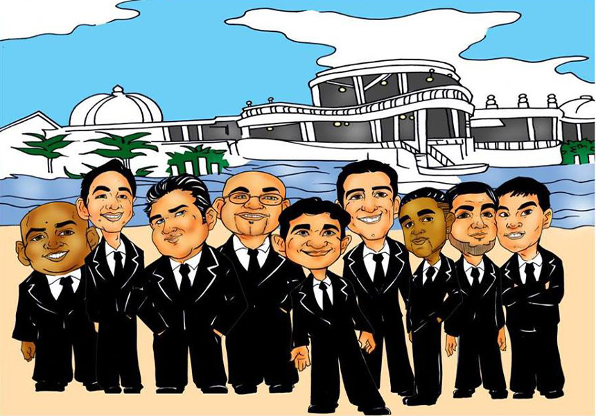Bridal party caricatures