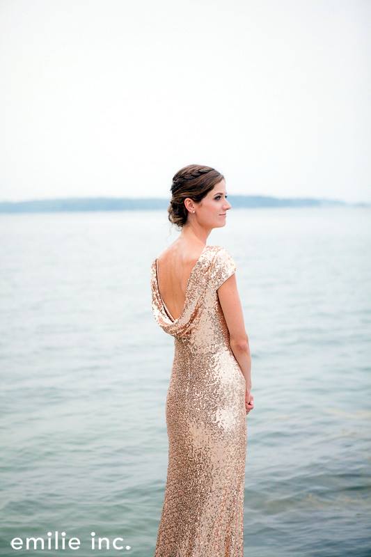 golden sequined wedding gown