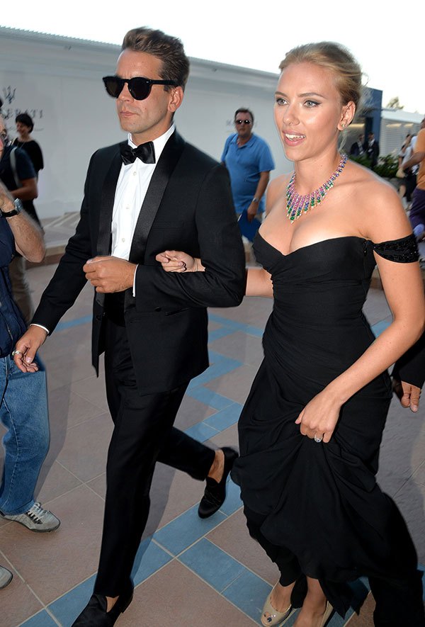 Scarlett Johansson and her beau, Romain Dauriac, step out at the Venice International Film Festival. Image: INF. 